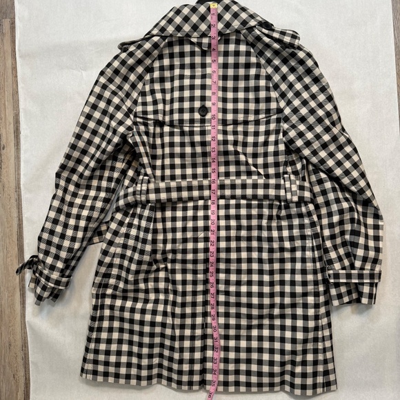 Coach | Black and Ivory Gingham Mid Length Trench Coat Size 10 - Picture 13 of 16
